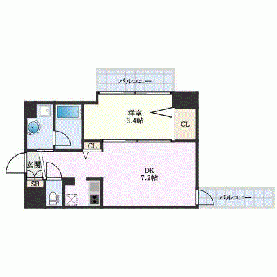 OneLife東淀川駅前7番館【★1DK・設備充実】の間取り図