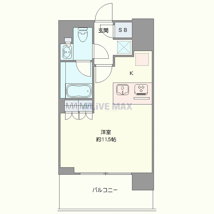 マンスリーリブマックス蒲田プライム◆☆『禁煙・1R・29㎡・1名入居限定』【独立洗面・追い焚き機能・浴室乾燥付】≪プレミアムシリーズ≫の間取り図
