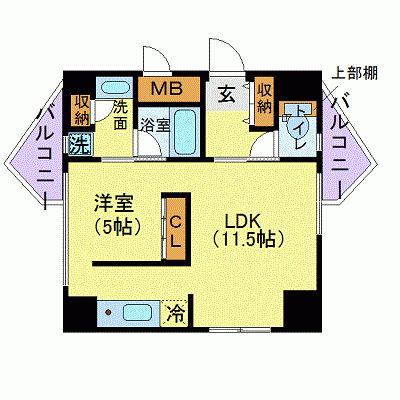 OneLife静岡サンフレア【★42平米・オートロック・バストイレ別】の間取り図