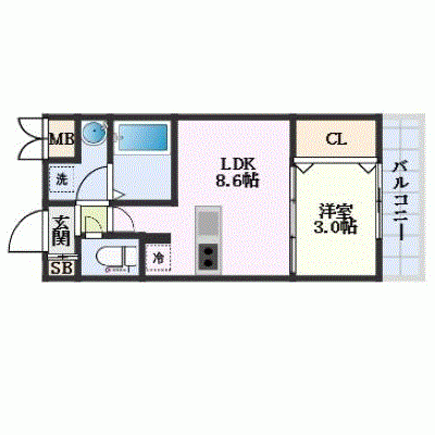 OneLife深江橋エール【★1LDK・設備充実】の間取り図
