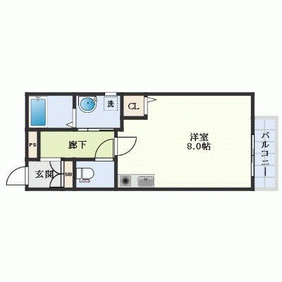 OneLife寺田町南アキュラ【★24平米・独立洗面】の間取り図