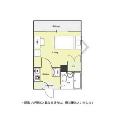 ユニオンマンスリー東大宮コンフォール１　415　1K・シングル☆【禁煙ルーム】人気の角部屋！女性も安心の室内洗濯機！デスク・チェア＆たっぷり収納2ドア冷蔵庫など生活家電のあるお部屋の間取り図