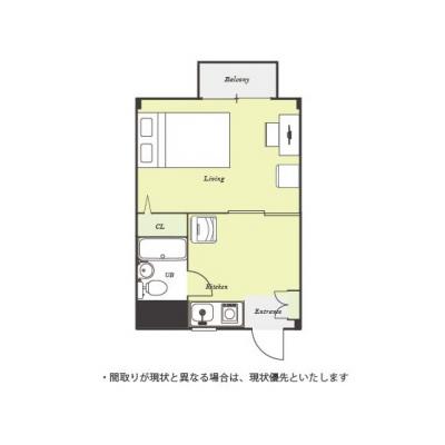 ユニオンマンスリー与野本町２　102　1K・セミダブル☆◆インターネット固定回線（有線）無料の部屋◆【禁煙ルーム】安心のモニター付きインターフォン完備の間取り図