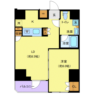 OneLife田端SOUTH【★1LDK・41平米・3口コンロ付！】の間取り図