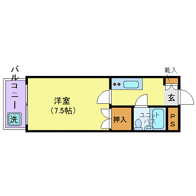 OneLife金沢長町ハイツ＜TYPE1＞【★1K・2口コンロ・21平米】の間取り図