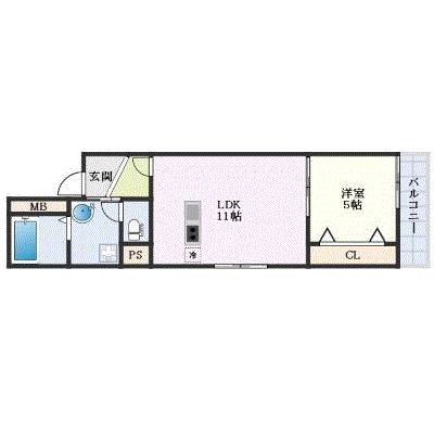 OneLife豊中曽根西エルブ【★1LDK・設備充実】の間取り図