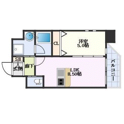 OneLife江坂SOUTH【★1LDK・Wi-Fi対応・設備充実】の間取り図