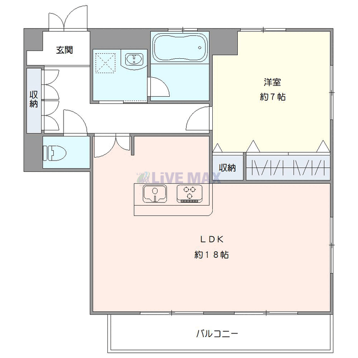 マンスリーリブマックス名駅シティコート★エグゼ【1LDK・設備充実】≪エクセレントシリーズ≫の間取り図