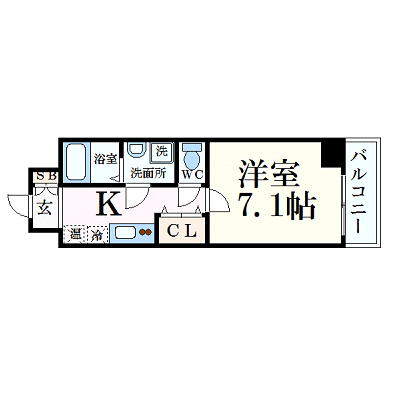 OneLife姫路キャピタル【★駅近・独立洗面台・温水洗浄便座】の間取り図