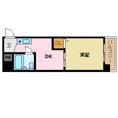 OneLife徳島駅南グランヴェール＜TYPE1＞【★広々1ＤＫ・ユニットバスタイプ】の間取り図