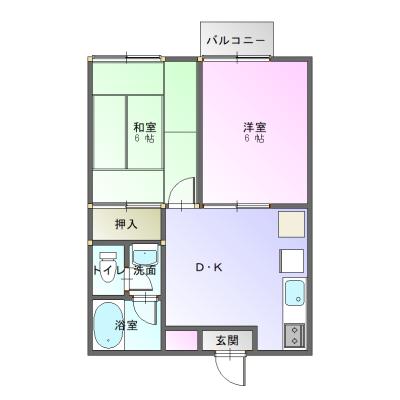 【M153】淡路市大谷　駐車場1台無料🚙国道へのアクセス◎で移動もスムーズ🚗部屋から海が見える2DK⛵の間取り図