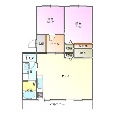 【M152】淡路市中心エリア✨津名一宮インターまで車5分　駐車場1台込🚙設備充実した2LDK　2名入居可👍の間取り図