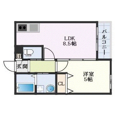 OneLife香椎北フェニックス【★1LDK・設備充実】の間取り図