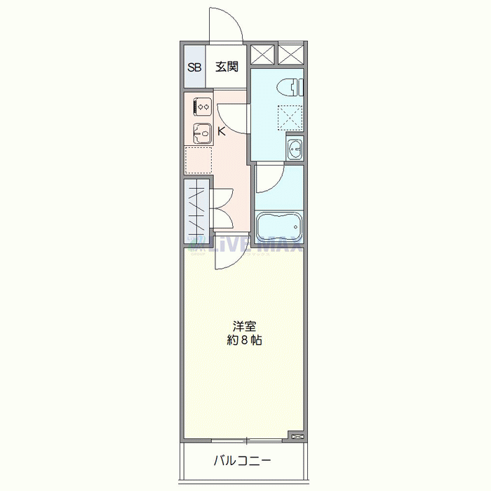 マンスリーリブマックス中野松が丘アネックス◎『禁煙ルーム・1K』【独立洗面・浴室乾燥付】≪エクセレントシリーズ≫の間取り図