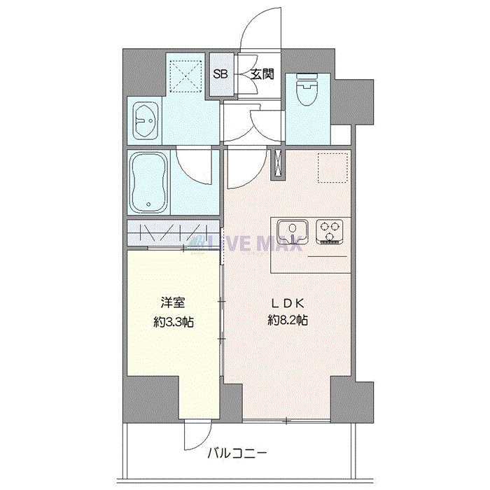マンスリーリブマックス新三河島駅前◆※『禁煙ルーム・1LDK』【独立洗面・浴室乾燥付】≪エクセレントシリーズ≫の間取り図