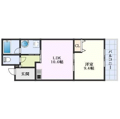グッドステイ五条大宮クレアーレ★エグゼ【ハイクラス・1LDK・設備充実】の間取り図
