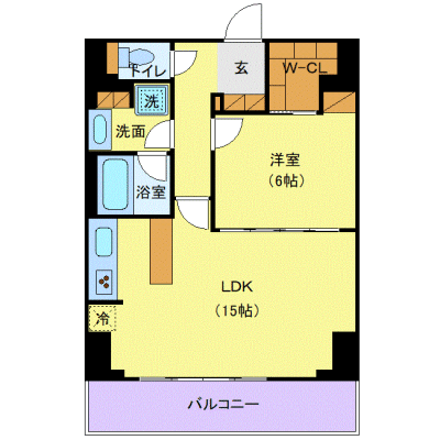 OneLife千葉新町【★1LDK・51平米・3口コンロ付！】の間取り図