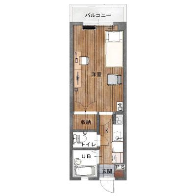 【駐車場無料】レントライフマンスリー信州大学東 A-3の間取り図