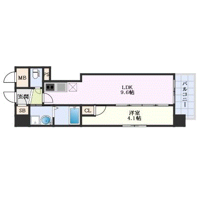 OneLife鹿児島中央駅南ユニタワー【★1LDK・浴室乾燥機付き】の間取り図