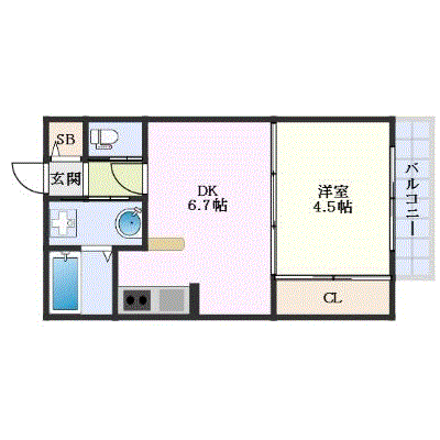 OneLife桜坂東ヒルズ【★1DK・設備充実】の間取り図