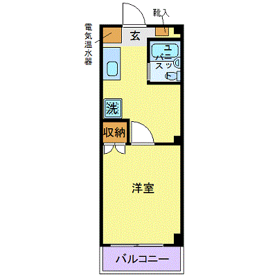 OneLife北千住桜木【★21平米・UBタイプ】の間取り図