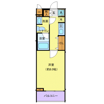 OneLife祐天寺レンナ【★独立洗面・浴室乾燥付】の間取り図