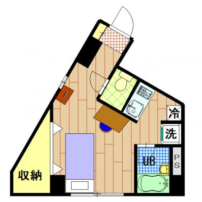 アパートメント四季【4号室】禁煙ルーム♪閑静な住宅街！♪バス・トイレ別♪インターネット無料♪オートロック完備　駐車場付き🚗の間取り図