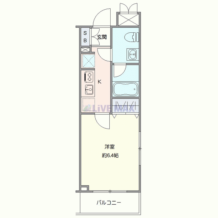 マンスリーリブマックス上池袋ステイ★『禁煙ルーム・1K』【独立洗面・浴室乾燥付】≪スタンダードシリーズ≫の間取り図