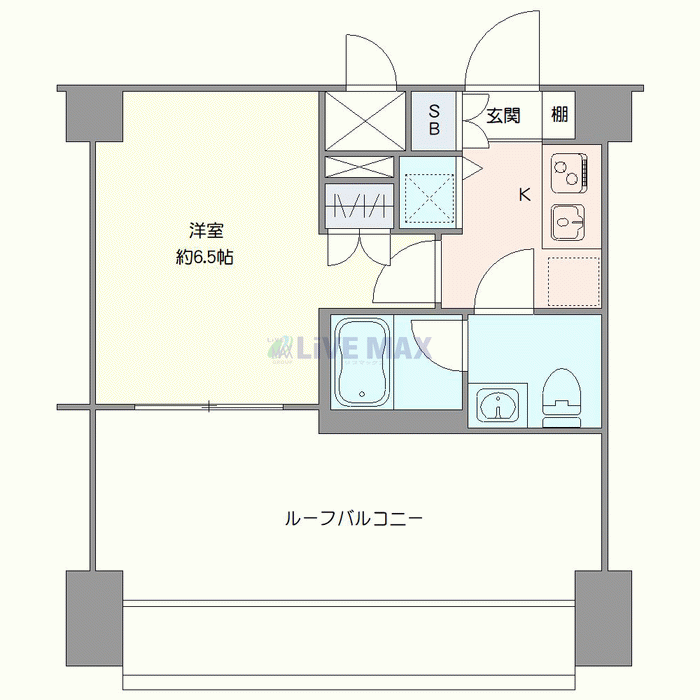 マンスリーリブマックス立川レアライズ◎『禁煙ルーム・1K』【独立洗面・浴室乾燥付】≪エクセレントシリーズ≫の間取り図