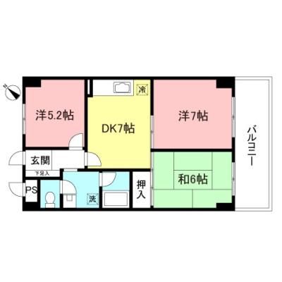 東都マンスリー パークサイド古淵 【６名入居可！WiFi無料！】3DKの間取り図