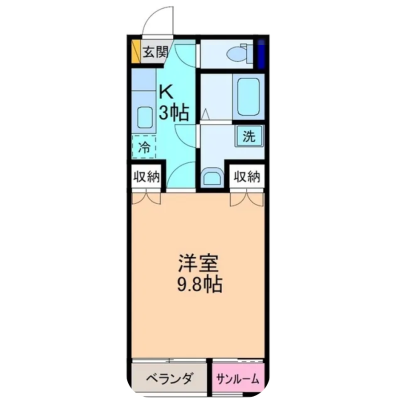 KIT【富山市】駐車場有☆バストイレ別・1K｜GT0101の間取り図