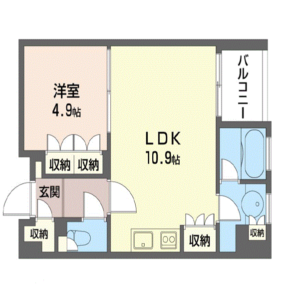 グッドステイ銀座プライム●『禁煙ルーム・1LDK・独立洗面・浴室乾燥付』【ハイクラス】の間取り図