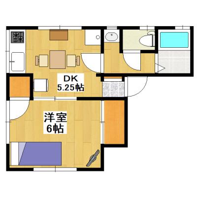 ｅすまいＹーＫハイツ新越谷(無料Wi-Fi・禁煙)★１ＤＫのお部屋で２名様入居も可能です★の間取り図