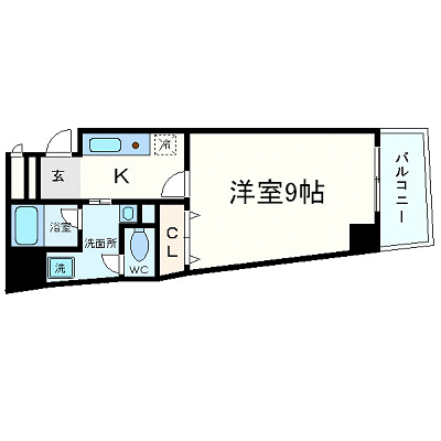 マンスリーリブマックス本町WEST□2nd『1K・31平米』【床暖房・ミストサウナ・NET対応】≪エクセレントシリーズ≫の間取り図