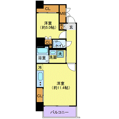 マンスリーリブマックス仙台一番町レジデンスWEST●【44㎡1LDK・浴室乾燥・洗浄便座】≪スタンダードシリーズ・スイートタイプ≫の間取り図