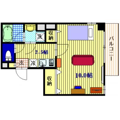 メゾンドシャルマン【102号室】駅チカ２駅５路線利用可で利便性◎　敷地内LUUPあり！　【インターネット無料・カード決済可・安心のオートロックつき！】コンビニ至近🚙の間取り図
