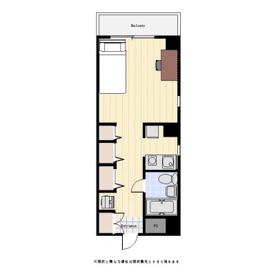 ユニオンマンスリー田園調布１　201　1R・シングル☆田園調布駅徒歩7分２６㎡オートロックの間取り図