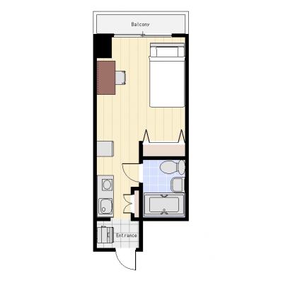ユニオンマンスリー葛西レジデンス１　408　1R・シングル☆◆インターネット固定回線（有線・Wi-Fi）無料の部屋◆の間取り図