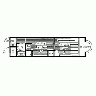 AP今里1【駐車場付★専有面積25.57平米の1DKタイプの物件！デスクチェア設置物件！在宅ワーク・テレワークにおススメです！】の間取り図