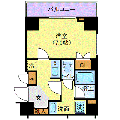 マンスリーリブマックス両国二丁目□『25平米』【独立洗面・浴室乾燥付】≪エクセレントシリーズ≫の間取り図