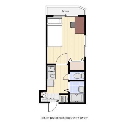 ユニオンマンスリー新宿曙橋６　402　1K・セミダブル☆の間取り図