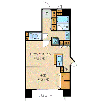 マンスリーリブマックス日本橋箱崎町デリード■『1DK・40平米』【独立洗面・浴室乾燥付】≪エクセレントシリーズ≫の間取り図