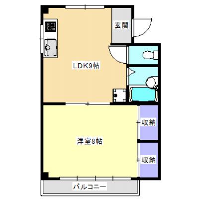 平成ビル　Ｉ　１ＬＤＫタイプ　【Wi-Fi対応・ペット（小型犬）可】の間取り図