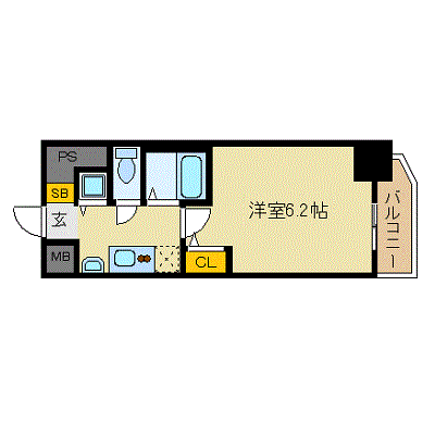 マンスリーリブマックス谷町四丁目アルファ■【ガス２口コンロ・浴室乾燥機付き・スーパーマーケット至近♪】≪スタンダードシリーズ≫の間取り図