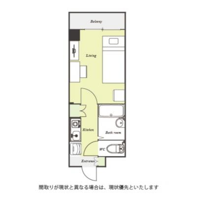 ユニオンマンスリー護国寺６　108　1K・シングル☆人気のバストイレ別！室内洗濯機や冷蔵庫など生活家電完備の間取り図