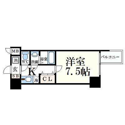 マンスリーリブマックス谷町四丁目駅前プレミアムコート▲【NET固定対応♪・洗浄機能付便座】≪エクセレントシリーズ≫の間取り図
