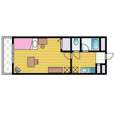 【室内8.5帖】ステラ西新　C　【バストイレ別々】【キッチンガスコンロ】の間取り図