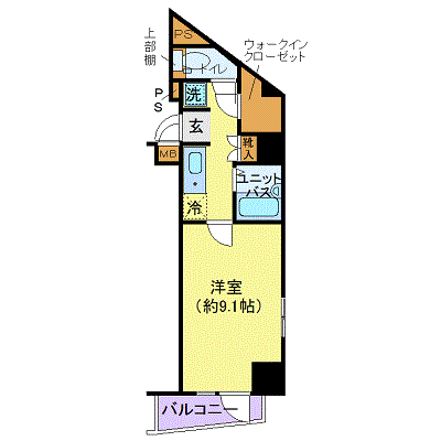 グッドステイ西麻布WEST1▲『1K・28平米・洗浄便座』【ベーシック】の間取り図