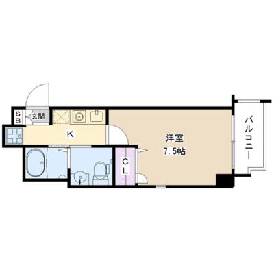 EC大手前レシェンテ【★セミダブルベッド・ドラム式洗濯機設置★】【ペット可】の間取り図