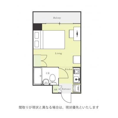 ユニオンマンスリー横浜駅東口２　406　1R・セミダブル☆横浜駅から徒歩8分！みなとみらい、高島町エリア勤務に最適！の間取り図